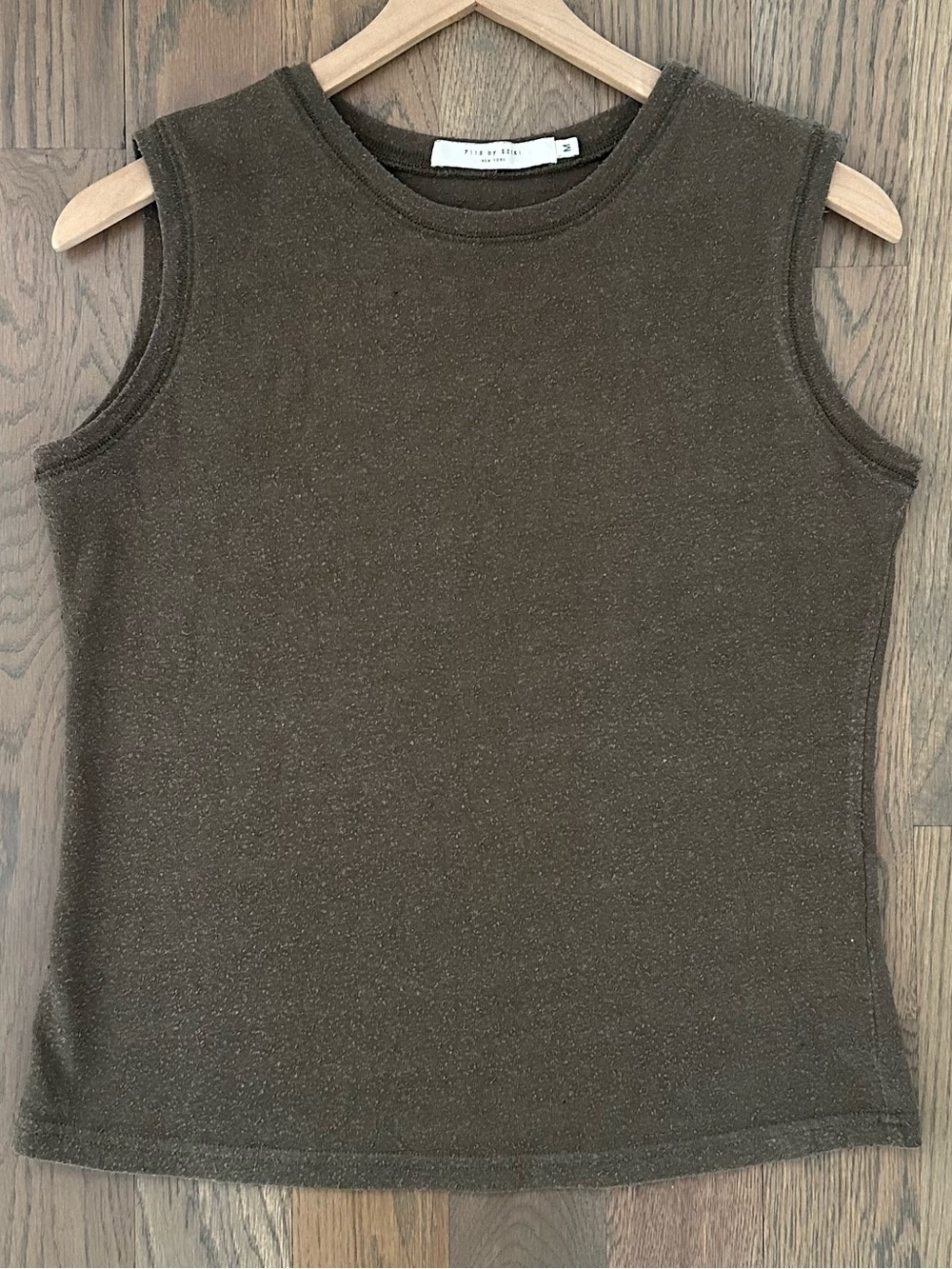 7115 by Szeki Textured Linen Cotton Blend Sleeveless Tank Top Olive Green Medium - Picture 9 of 9